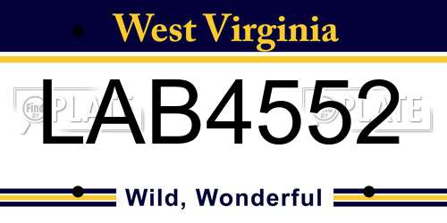 LAB4552 West Virginia License Plate