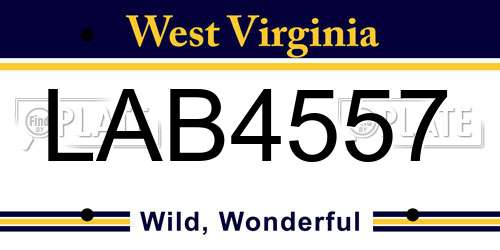 LAB4557 West Virginia License Plate