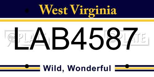 LAB4587 West Virginia License Plate