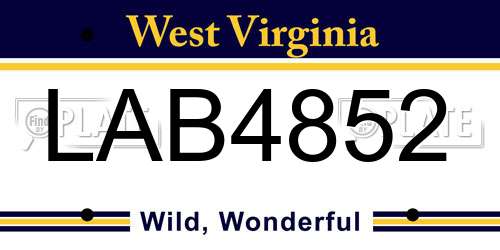 LAB4852 West Virginia License Plate