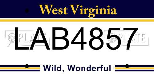 LAB4857 West Virginia License Plate