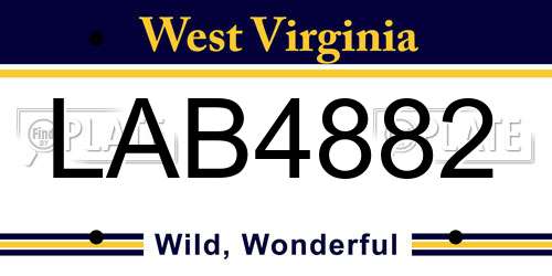 LAB4882 West Virginia License Plate