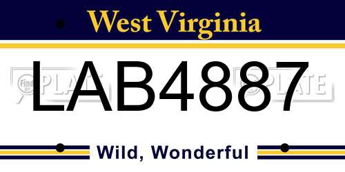 LAB4887 West Virginia License Plate