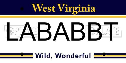 LABABBT West Virginia License Plate