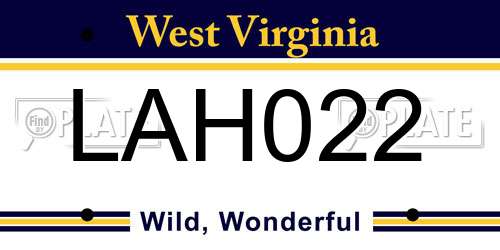 LAH022 West Virginia License Plate