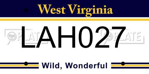LAH027 West Virginia License Plate