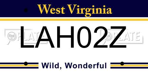 LAH02Z West Virginia License Plate