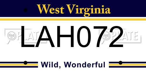 LAH072 West Virginia License Plate