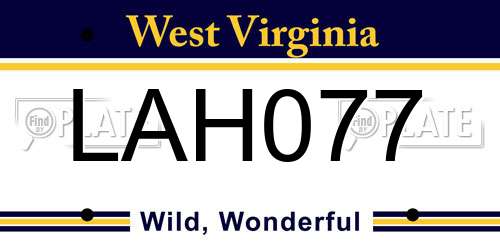 LAH077 West Virginia License Plate