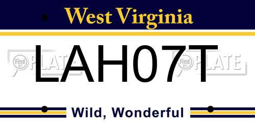 LAH07T West Virginia License Plate