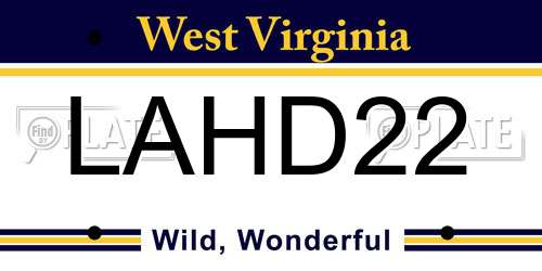 LAHD22 West Virginia License Plate