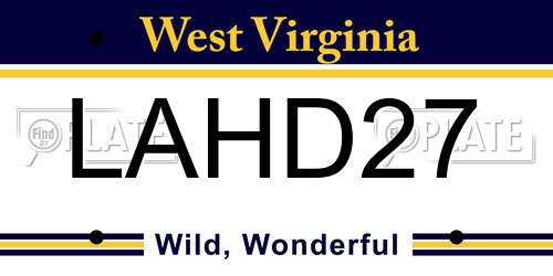 LAHD27 West Virginia License Plate