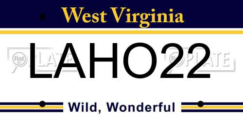 LAHO22 West Virginia License Plate