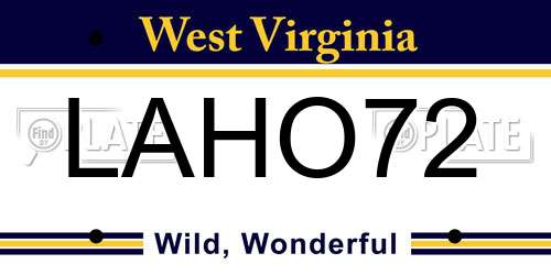 LAHO72 West Virginia License Plate