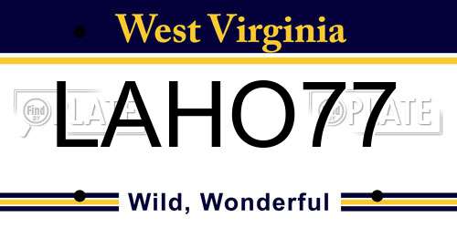 LAHO77 West Virginia License Plate