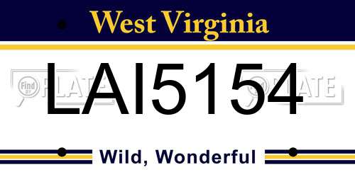 LAI5154 West Virginia License Plate