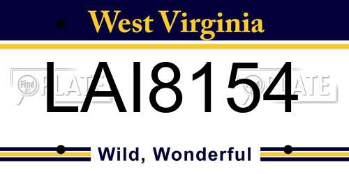 LAI8154 West Virginia License Plate