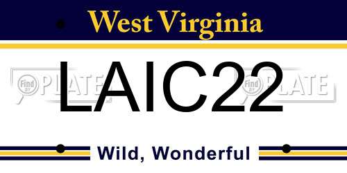 LAIC22 West Virginia License Plate