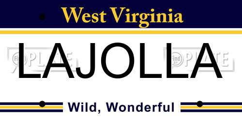 LAJOLLA West Virginia License Plate