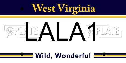 LALA1 West Virginia License Plate