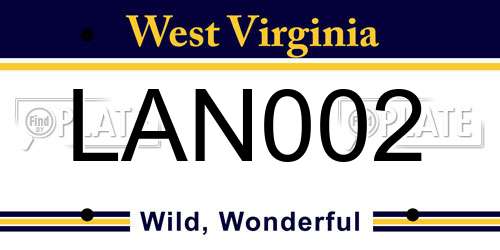 LAN002 West Virginia License Plate