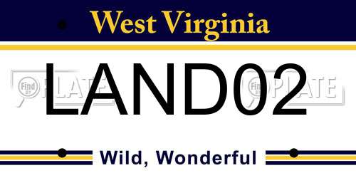 LAND02 West Virginia License Plate