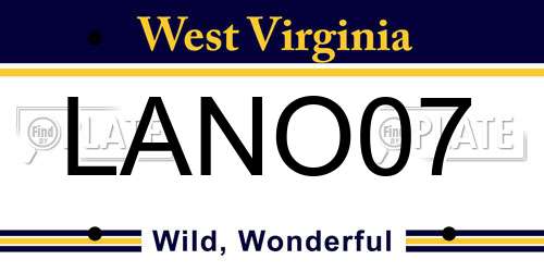 LANO07 West Virginia License Plate