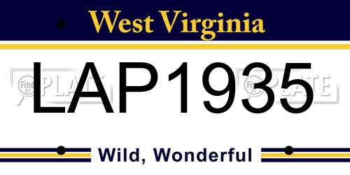 LAP1935 West Virginia License Plate