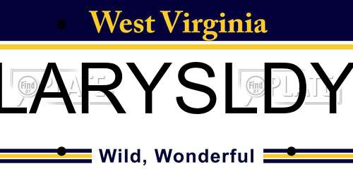 LARYSLDY West Virginia License Plate
