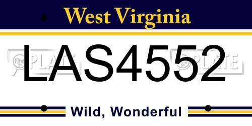 LAS4552 West Virginia License Plate