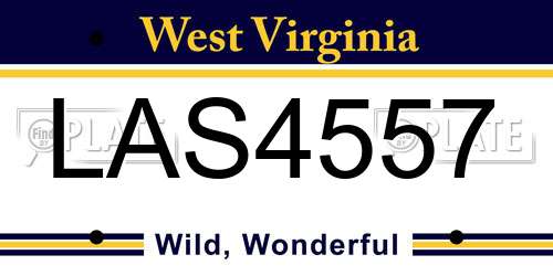 LAS4557 West Virginia License Plate