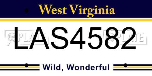 LAS4582 West Virginia License Plate