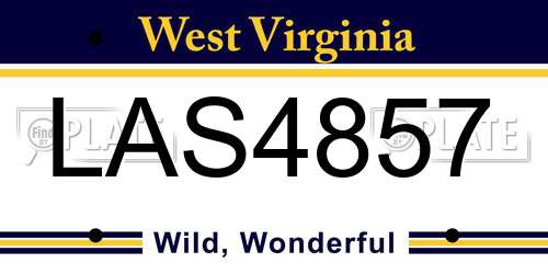 LAS4857 West Virginia License Plate
