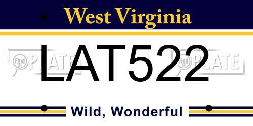 LAT522 West Virginia License Plate