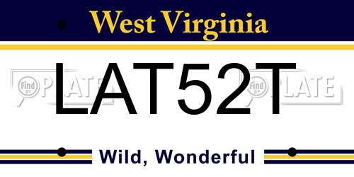 LAT52T West Virginia License Plate