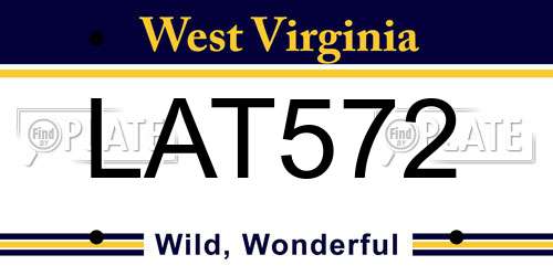 LAT572 West Virginia License Plate