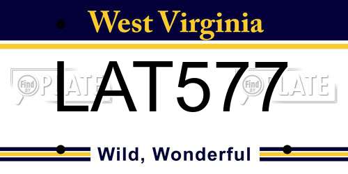 LAT577 West Virginia License Plate
