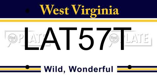 LAT57T West Virginia License Plate