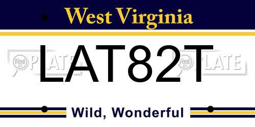 LAT82T West Virginia License Plate