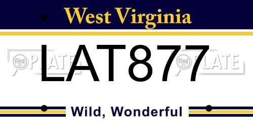 LAT877 West Virginia License Plate