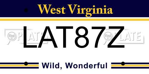 LAT87Z West Virginia License Plate