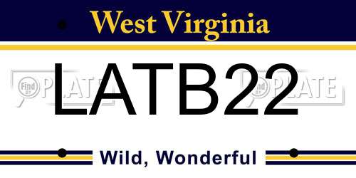 LATB22 West Virginia License Plate