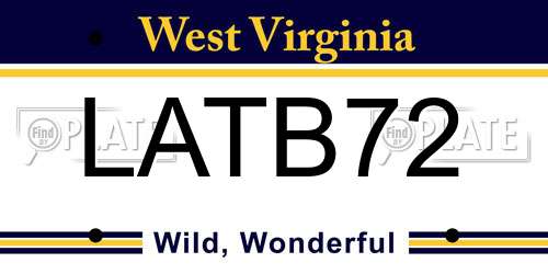 LATB72 West Virginia License Plate