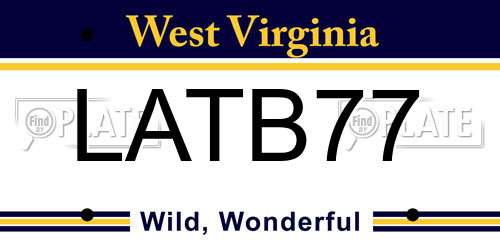 LATB77 West Virginia License Plate