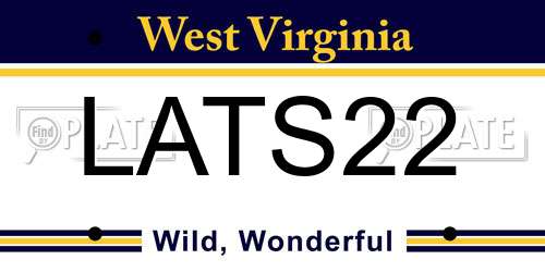 LATS22 West Virginia License Plate