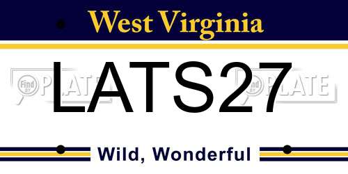 LATS27 West Virginia License Plate