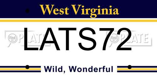 LATS72 West Virginia License Plate