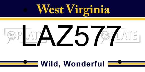 LAZ577 West Virginia License Plate