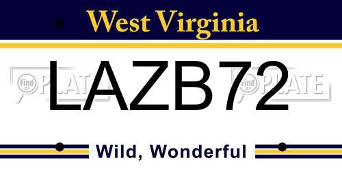 LAZB72 West Virginia License Plate