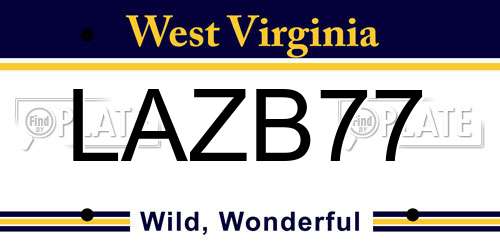 LAZB77 West Virginia License Plate
